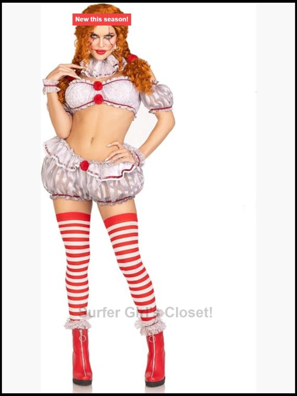 Womens Deadly Darling Clown Costume 6pc Sexy Halloween Cosplay